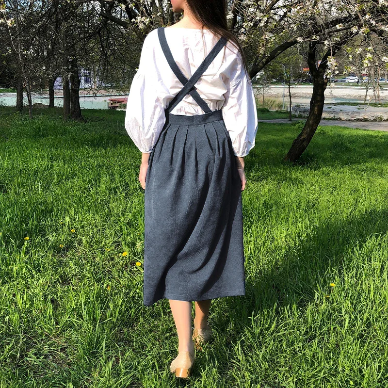 Vintage Corduroy Sundress Suspenders for Women Overalls Dress Autumn Winter Sleeveless Elegant  Party Casual Midi Vestidos