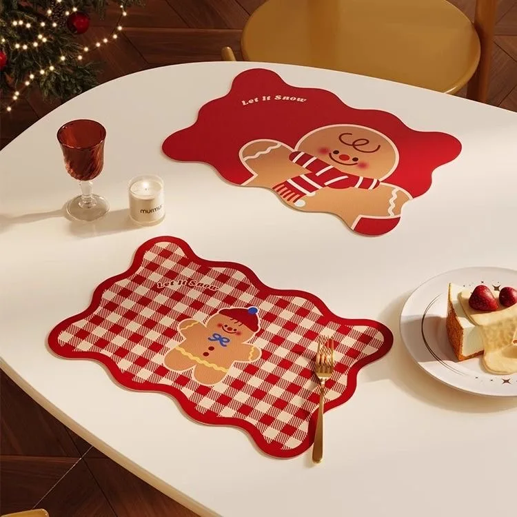 السنة الجديدة وعيد الميلاد الزنجبيل رجل الدانتيل التباين اللون تحديد الموقع سطح المكتب البلاستيكية معزول للماء والزيت السلطانية حصيرة