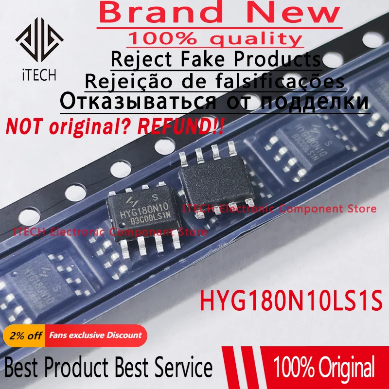 10pcs/lot Original HYG180N10LS1S HYG180N10 G180N10 SOP8 100% New and Genuine Best Quality