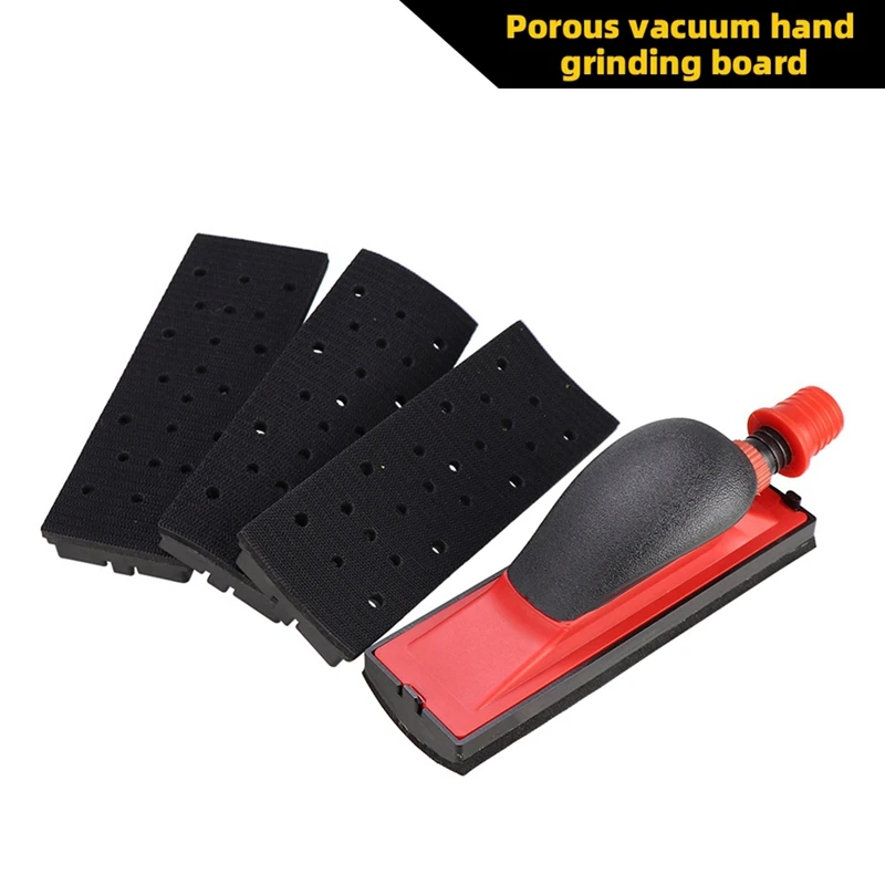 70X198mm Vacuum Sanding Block 5Pcs Set Vacuuming Sanding Disc Holder Sandpaper 4Pc Backing Polishing Pad Durable Easy Install