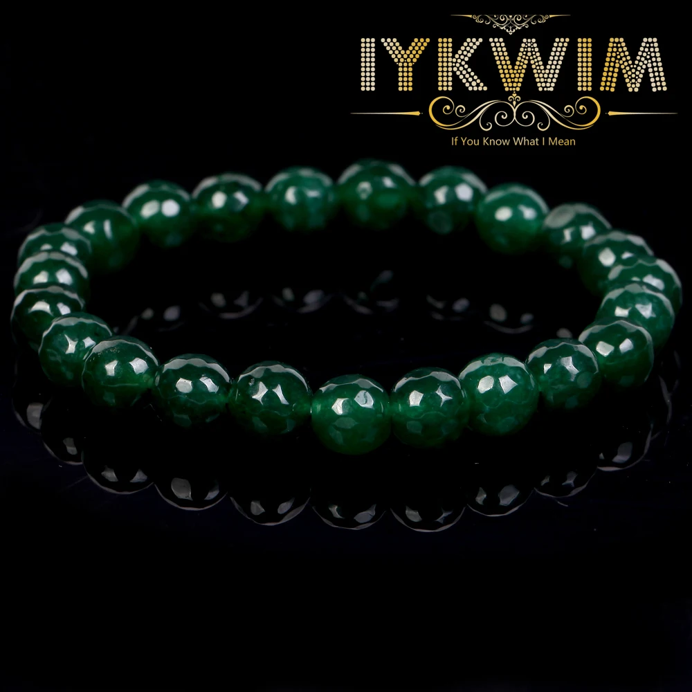 Natural Stone Bracelet Green Faceted Emerald Jades Beads Jewelry Gift For Men Magnetic Health Protection Women Elastic Thread