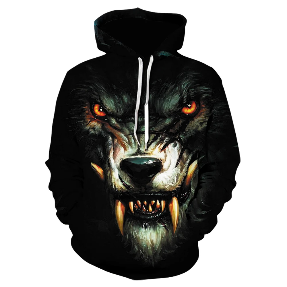 New Domineering Cold and Fierce Handsome Wild Wolf Print Casual Style Hoodie 3D Printing Men's and Women's Children's Pullo