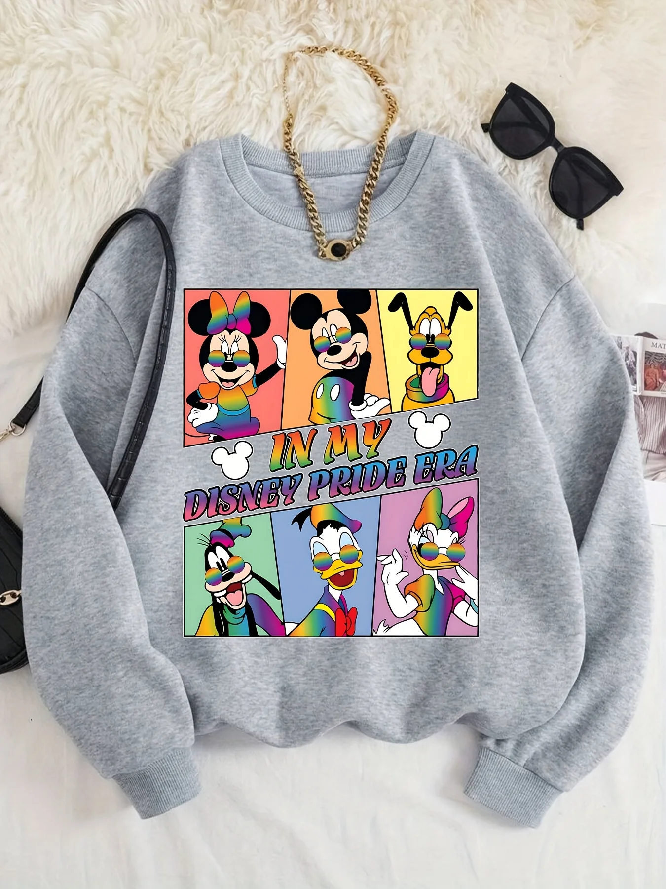 Disney Fashion Mickey Mouse Emojis Bedruckte Mode Herren- und Damen-Sportbekleidung Hoodies Herbst/Winter Große Lose