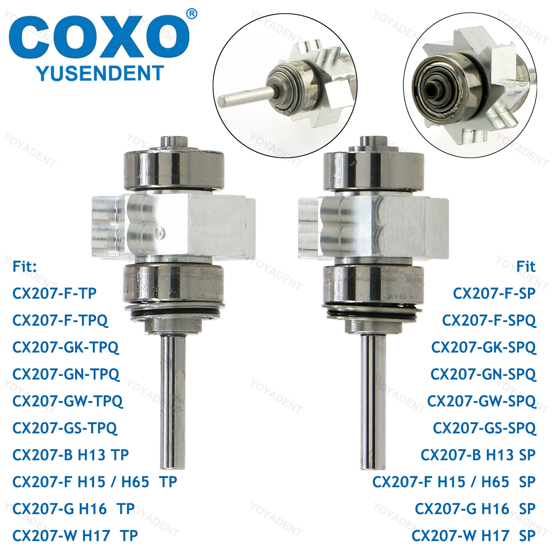 

COXO Dental Turbine Cartridge Air Rotor For Original YUSENDENT CX207 Fiber Optic LED High Speed Handpiece