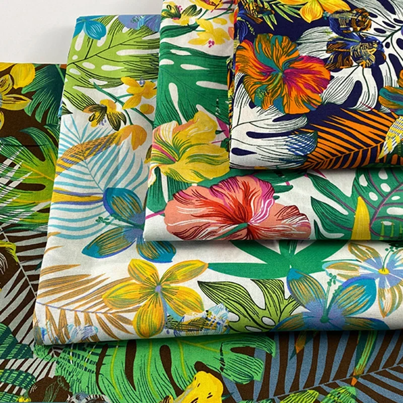 Poplin Printed Fabric for Men, Tropical Style, Hand-sewn, Beach Pants Clothing, Hat Dress, 100% Cotton, 0.5m, 1m, 5m, 10m