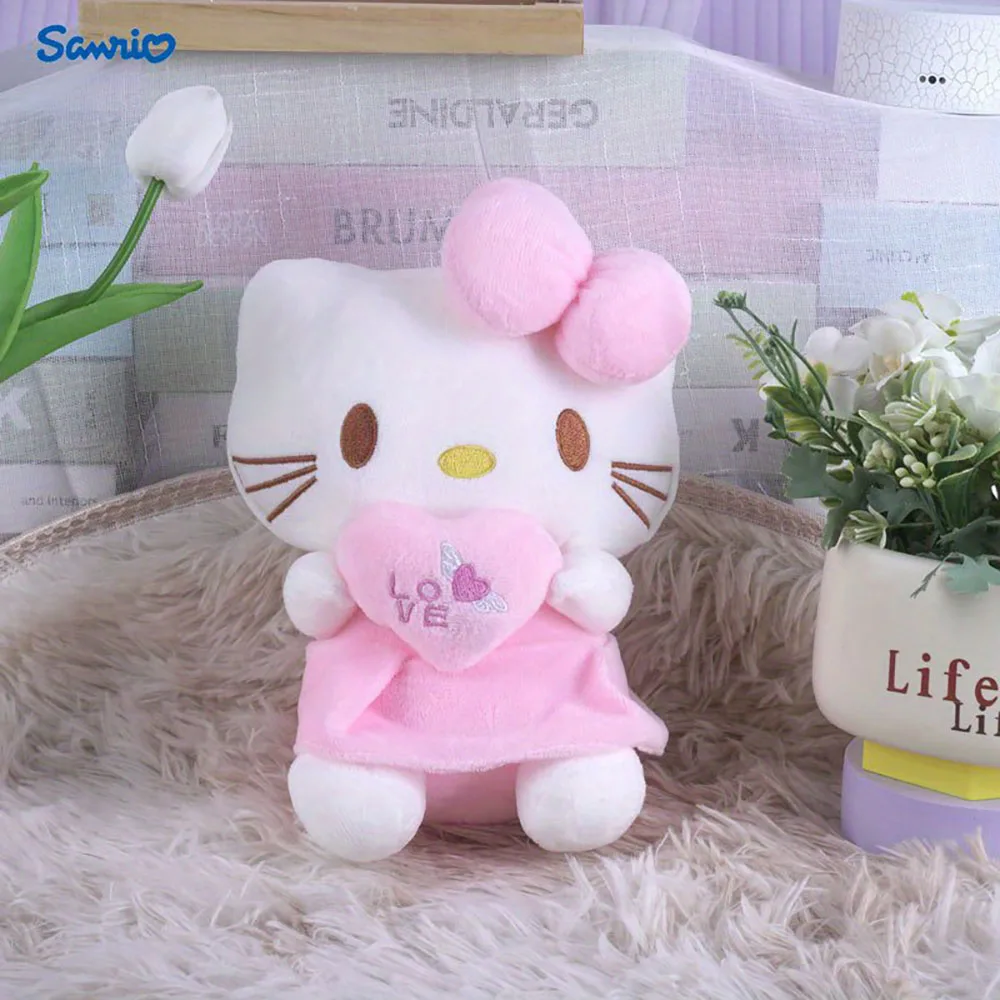 

22 см Sanrio Hello Kitty кукла игрушка в форме сердца обнимание розовый котенок кошка мультяшное животное плюшевая успокаивающая игрушка украшение на Рождество и Хэллоуин