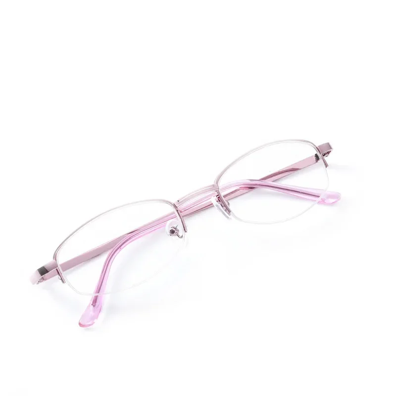 Ladies Pink Half Frame Elegant Reading Glasses Metal Mother Fashion Reading Glasses Resin Ultra Light Reading Glasses