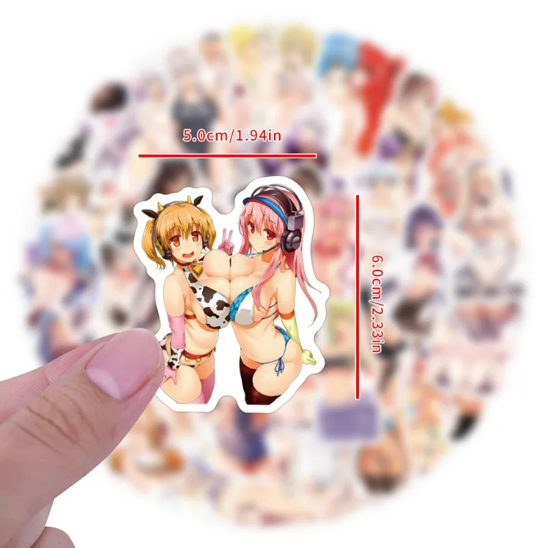 60pcs Anime Sexy Girl Hentai Graffiti Stickers Computer Skateboard Guitar Mobile Phone Water Cup Waterproof Decorative Stickers