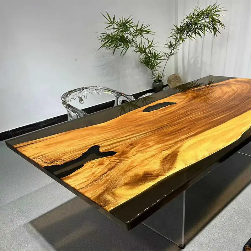 South American walnut resin table dining rain wood coffee table whole board desk 180-80-5