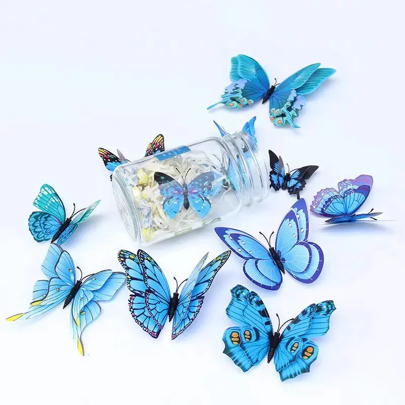 12pcs 3D Butterfly Wall Stickers Stereoscopic Simulation Decorative Decals for Children's Bedroom Living Room Kids Room Decor