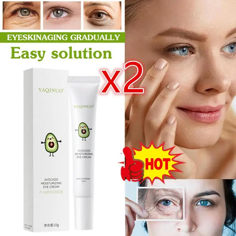 2 Pcs Avocado Moisturizing Eye Cream Anti Wrinkle Reduce Fine Area Skin Lighten Fine Lines Bags Under The Eyes Fat Granules