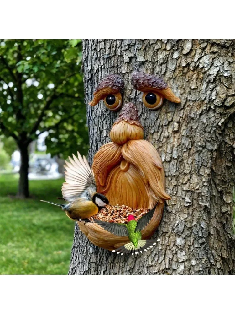 Kreativer Vogelfutterspender in Form eines Baummonsters für Senioren, Kunstharz-Handwerk, Einzigartige Gartendekoration für den Außenbereich, Vogelfütterungsgerät