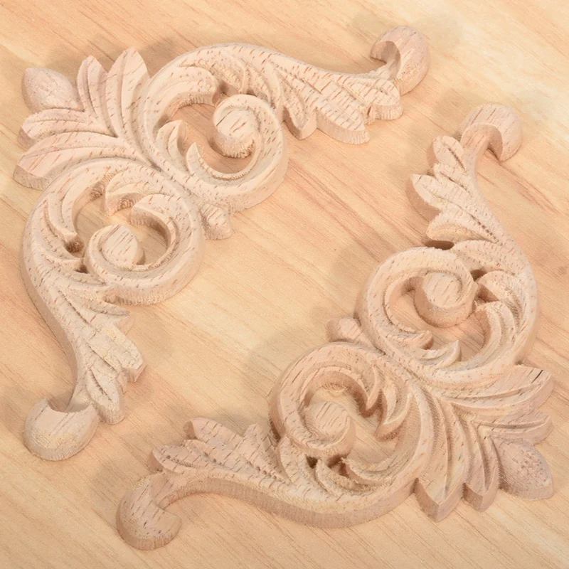 10 Pcs Wood Carving Decal Wood Carved Mouldings Corner Applique Home Door Decor Wood Carving For Door Cabinet Windows