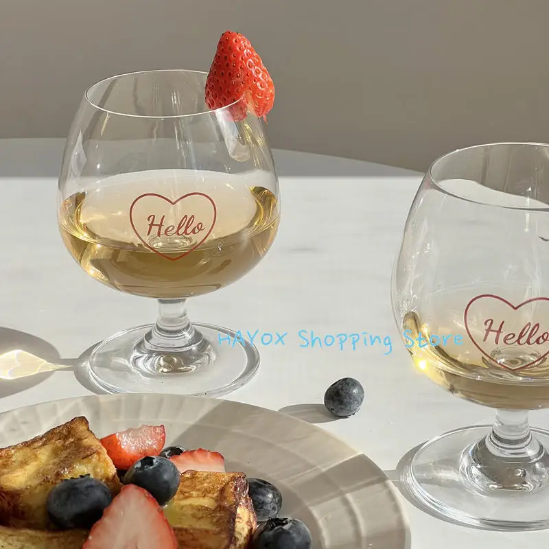 Romantic Love Glass Cup, Short Footed Sweet Wine Glasses, Hello Morning Cupa, Beverage Beer Glass Bar Accessories,whiskey Glass