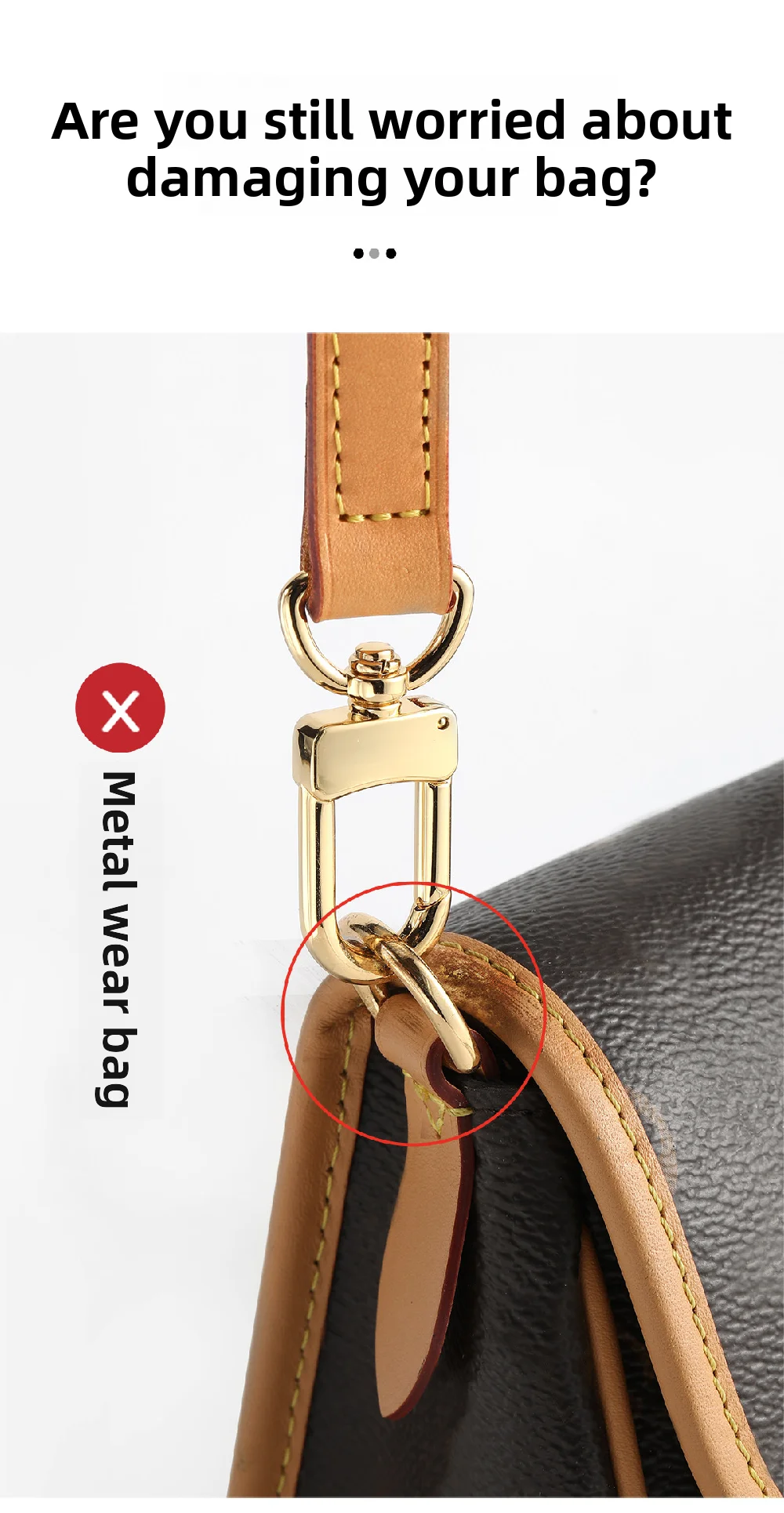 Cowhide Bag Strap For Lv Diane Bag,Shoulder Strap Bag Belt Crossbodybag Strap,genuine Leather Durable Bag Replacement Accessory