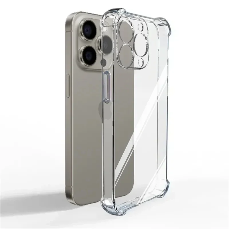 Luxo à prova de choque silicone claro caso telefone para iphone 17 16 15 14 13 12 11 pro max mini x x xr xs 7 8 plus transparente capa macia