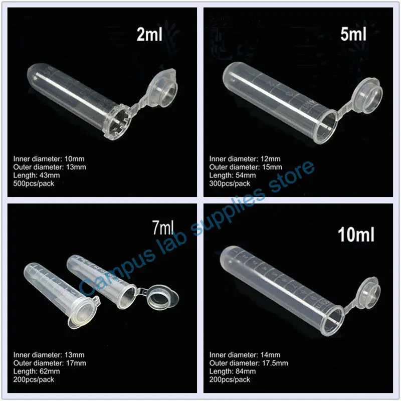 Plastic Centrifuge Tube Laboratory EP Test Tube 0.1/0.2/0.5/1.5/2/5/7/10/15ml PCR Tube for Virus Samples School Experiment
