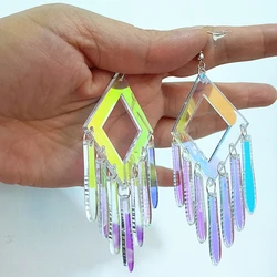 KUGUYS Acrylic Illusory Color Geometric Long Drop Earrings for Womens Trendy Jewelry Fashion Accessories