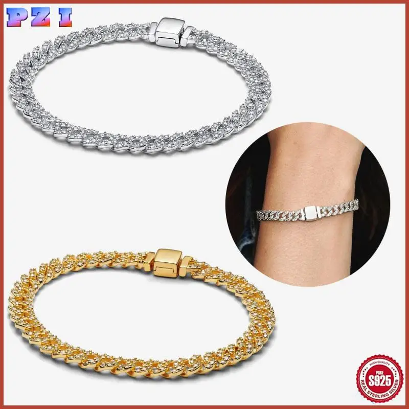 

2025 Fashion New Style Exquisite S925 Silver Timeless Cuban Chain Bracelet A Timeless Piece with Fashionable Charm