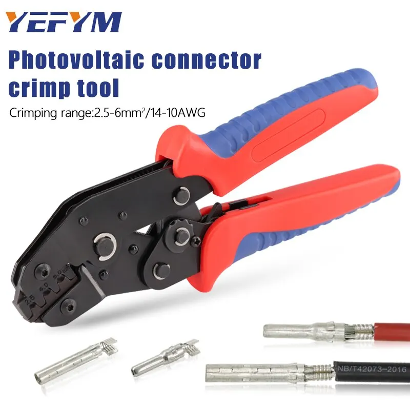 Solar PV Cable Crimping Tool SN-2546B Replacement For Solar Connectors, AWG14-10 (2.5/4/6mm²) - 7 Inch Small Piler YEFYM