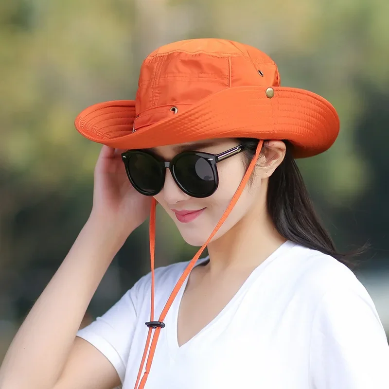 Unisex Summer Sunscreen Wide Brim Bucket Hats Women UV Protection Waterproof Panama Caps Hunting Sun Fisherman Hat for Mens Bob