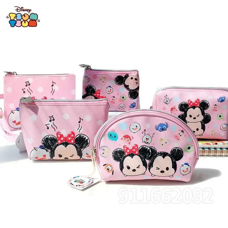 Disney Original Mickey Women's Cosmetic Bag High Quality Luxury Brand 5-piece Cosmetic Bag Women's Travel Storage Cosmetic Bag