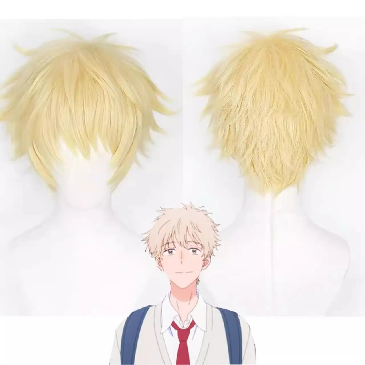 Anime Skip and Loafer Shima Sousuke Cos Wig - Light Blonde Spiky Style, Teased Top Shima Sousuke Cosplay Wig