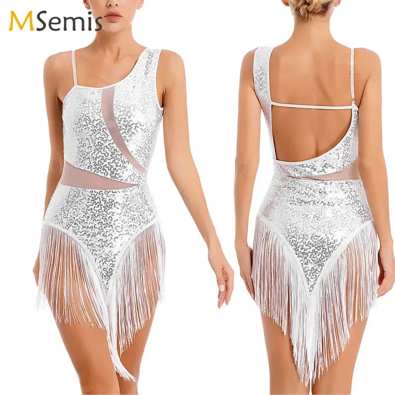 

Women Latin Dancing Tassels Sequin Fringe Flapper Dress Salsa Ballroom Tango Cha Cha Rumba Samba Latin Dance Dress Rave Costume