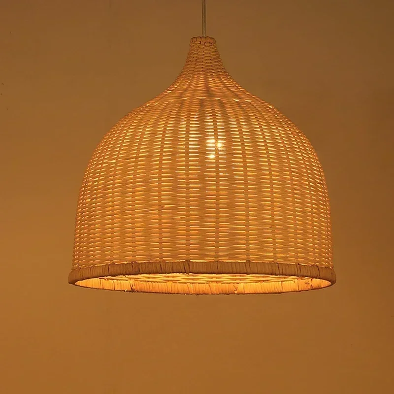 26CM Südostasien Pendelleuchte Pendelleuchten im japanischen Stil E27 Lichter LED-Birnenbeleuchtung Korblichter Rattan Pendelleuchte