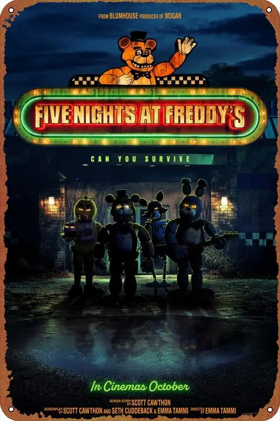 Five Nights at Freddys Posters Vintage Tin Sign Unique Metal Wall Decor for Home, Bar, Diner, Pub, 8 x 12 Inches,Fun Kitchen Dec