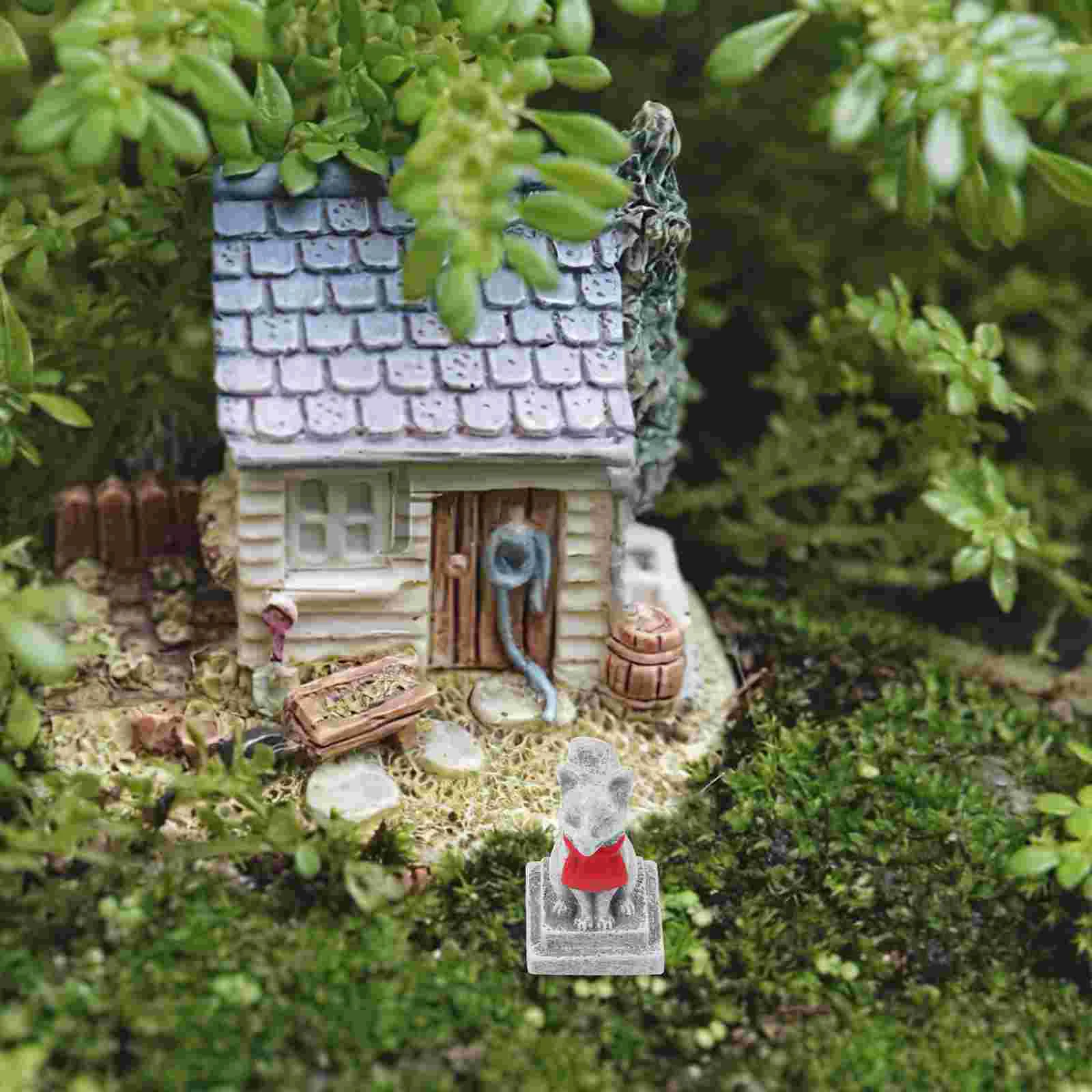 2 Pcs Dollhouse Shrine Ornament Torii Ornaments Miniature Fox Sand Table Fish Tank Decorations