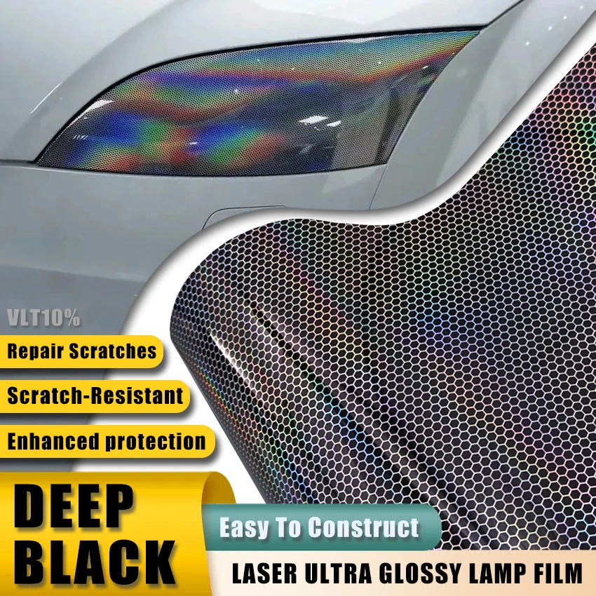 

30x60cm Laser Honeycomb Headlight Taillight Tint Film Vinyl Wrap Sticker Color Change Lamp Film Strange motorcycle accessories