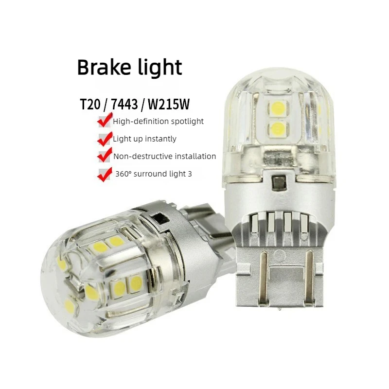 2Pcs T20 7443 W21/5W LED Canbus Bulb DRL Driving Lamp Parking Reverse Stop Brake Signal Light White/Red/Yellow 360° Lighting