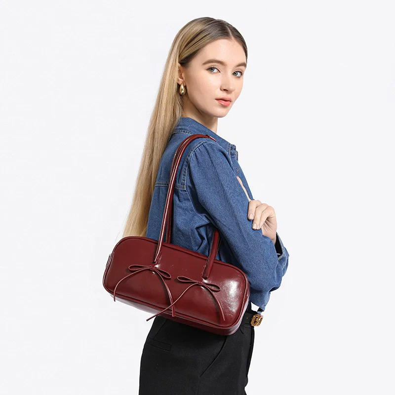 Fashion Butterfly Knot Women's Shoulder Bag Ballet Sweet Versatile Handbag Lady Commuting Top Handle Armpit Bag Large Capacity
