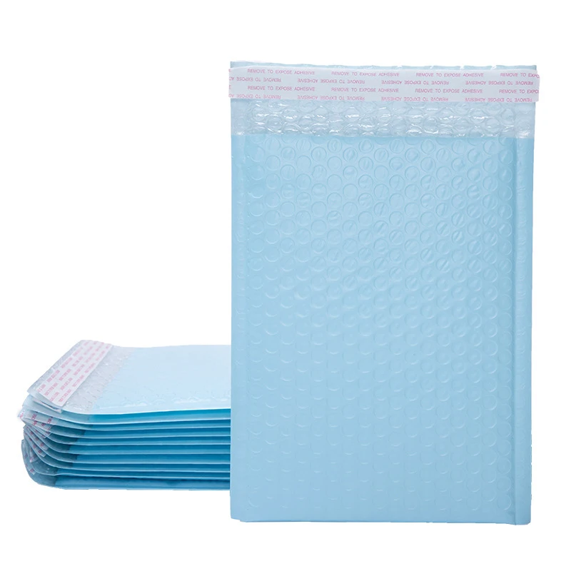 Enveloppes d'expédition rembourrées auto-scellantes pour petites entreprises, sacs d'expédition à bulles, bleu clair, 10 pièces