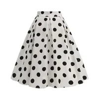 Vintage Women's Summer Skirts High Waist Polka Dot Print Red White Black Elegant 50s Midi Tunic Knee Length - Image 4