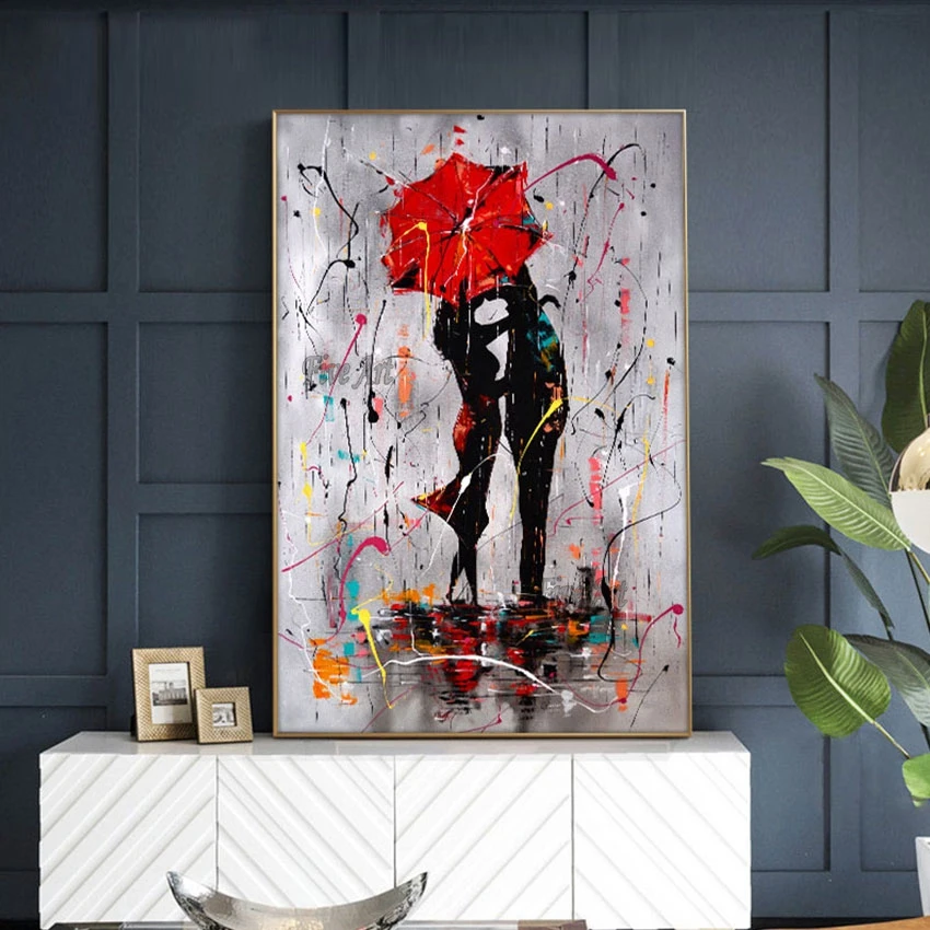 

Abstract Paintings Figures, Colorful Acrylic Art Wall,Man And Woman Design Texture Hand Drawing Picture Frameless Canvas Artwork
