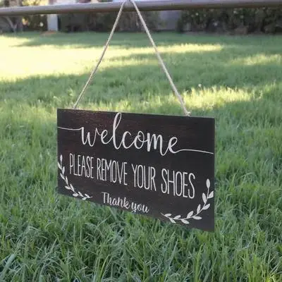 

Wooden Shoe Hanging Door Plaque Remove Your Shoes Sign For Home Wall Entryway Indoor Decorative Wood Sign Party Decoration