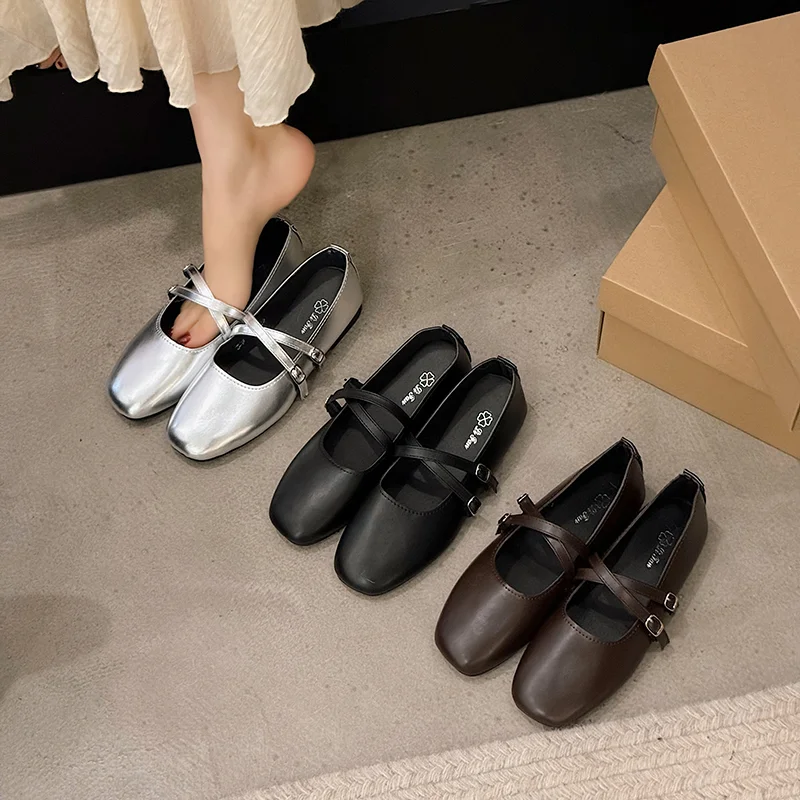 Spring/Summer Elegant Retro Mary Jane Casual Flat Shoes New Fashion Soft Comfortable Ballet Shoes Women Chaussure Femme
