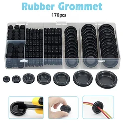 Rubber Grommet Assortment Kit Ring Gasket Firewal Hole Plug Set for Wire Electrical Appliance Plumbing 170Pieces