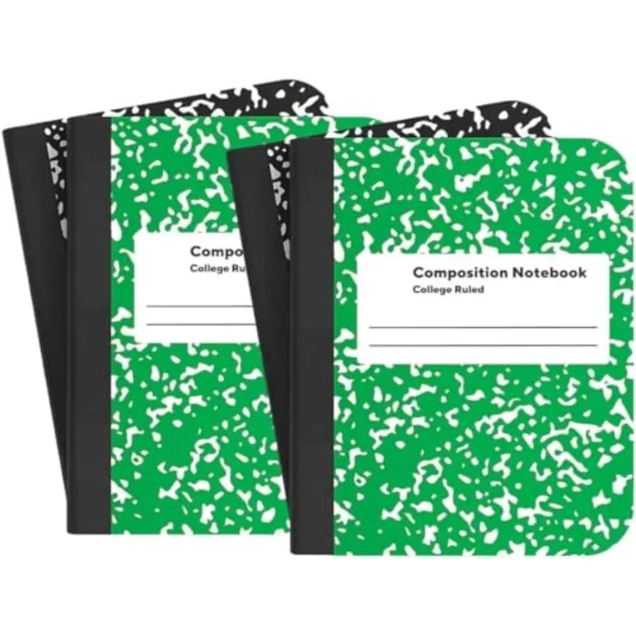 

Mini Composition Notebooks, 3 1/4in x 4 1/2in, Marble, Wide Ruled, 80 Sheets, Assorted Colors, 4 Pack