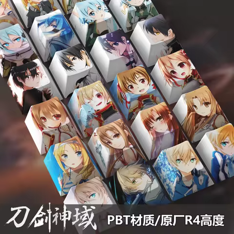 Sword Art Online Anime Keycaps Mechanical Keyboard Cherry PBT Custom Cute Keycaps PC Gaming Keyboard Accessories Cartoon Gift