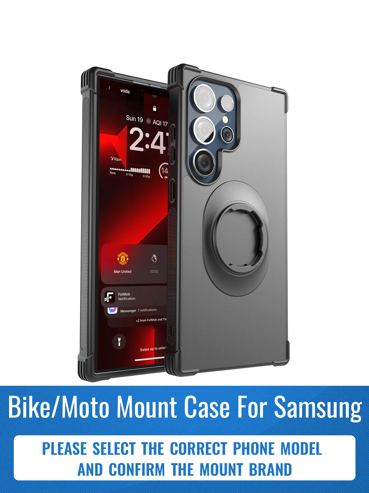 Coque antichoc pour Samsung Galaxy S24 /S25/S24 U/ S25 Ultra fit, support de moto/vélo de style Quad/support de voiture avec conception verrouillable