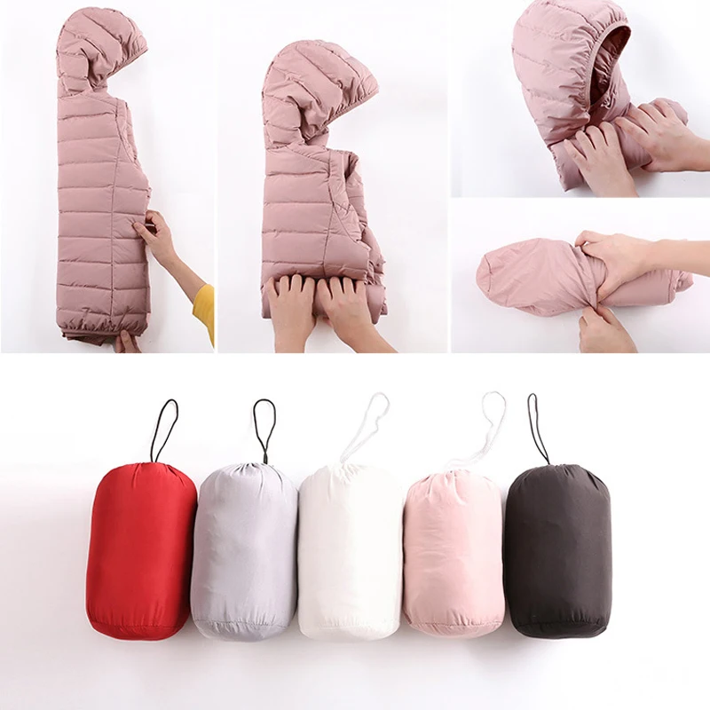 2024 New Hooded Seamless Duck Down Jackets Women Autumn Winter Warm Parkas Ultralight Puffer Coat Female Windproof Outerwear