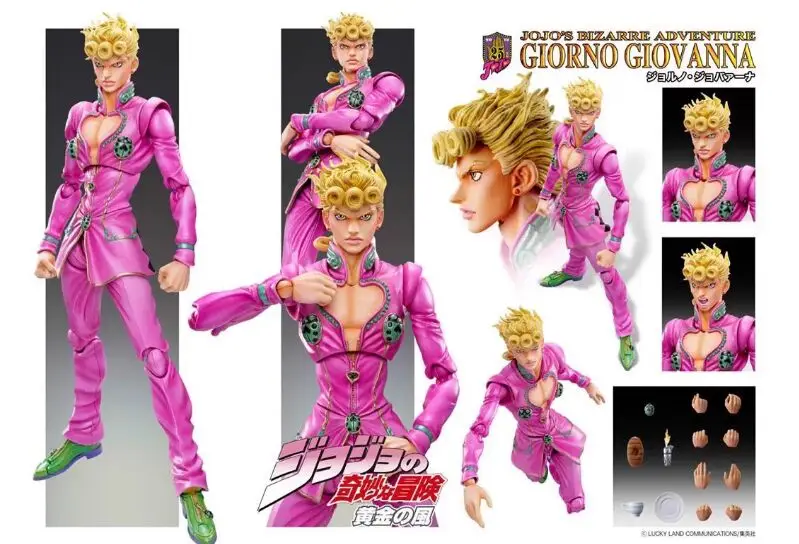 

Original Medicos pink Giorno Giovanna Gold Experience model gold wind bizarre adventure action figure toy