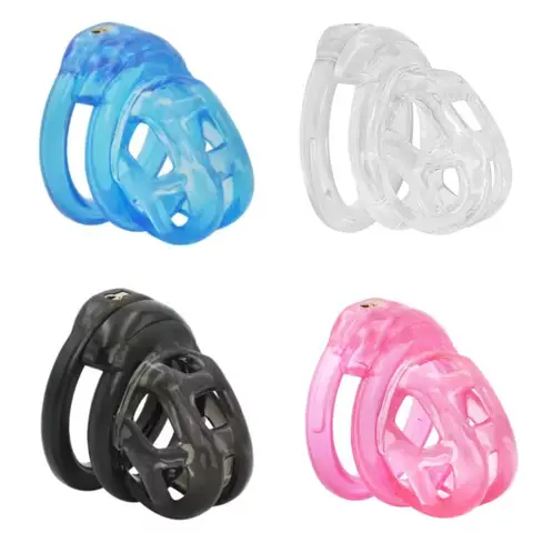 Soft Silicone Chastity Cage Device Anti-Cheating Penis Lock with 4 Size Cock Rings Penis Restraints for Men Discreet Sex Toys