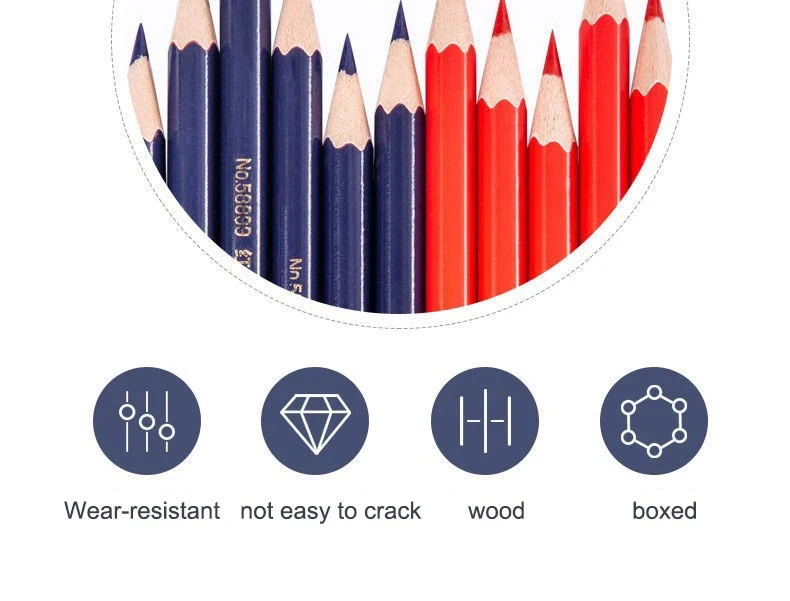 Deli Rot Blau Bleistift HB Zweifarbiger Stift für Kinder Erwachsene Design Zeichnung Industrietechnik Markierung Holzstift Briefpapier – Detail 9