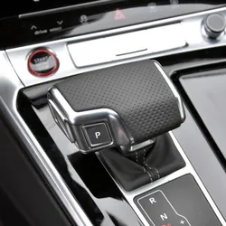 LHD!For Audi A6 C8 leather Gear shift cover with hole Shift Knob perforated leather Car Styling Console Gearshift Handle Frame