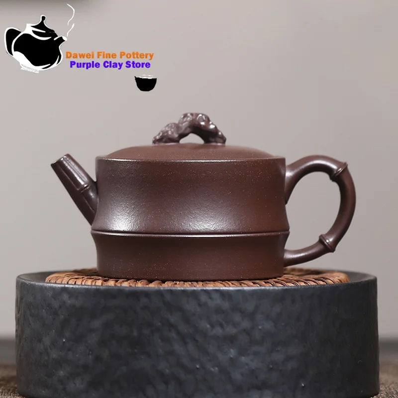 Yixing Handmade Purple Clay Pot Original Mine Purple Clay the Taihu Lake Bamboo Festival Hanwa Pot Chinese Tea Set 190ml