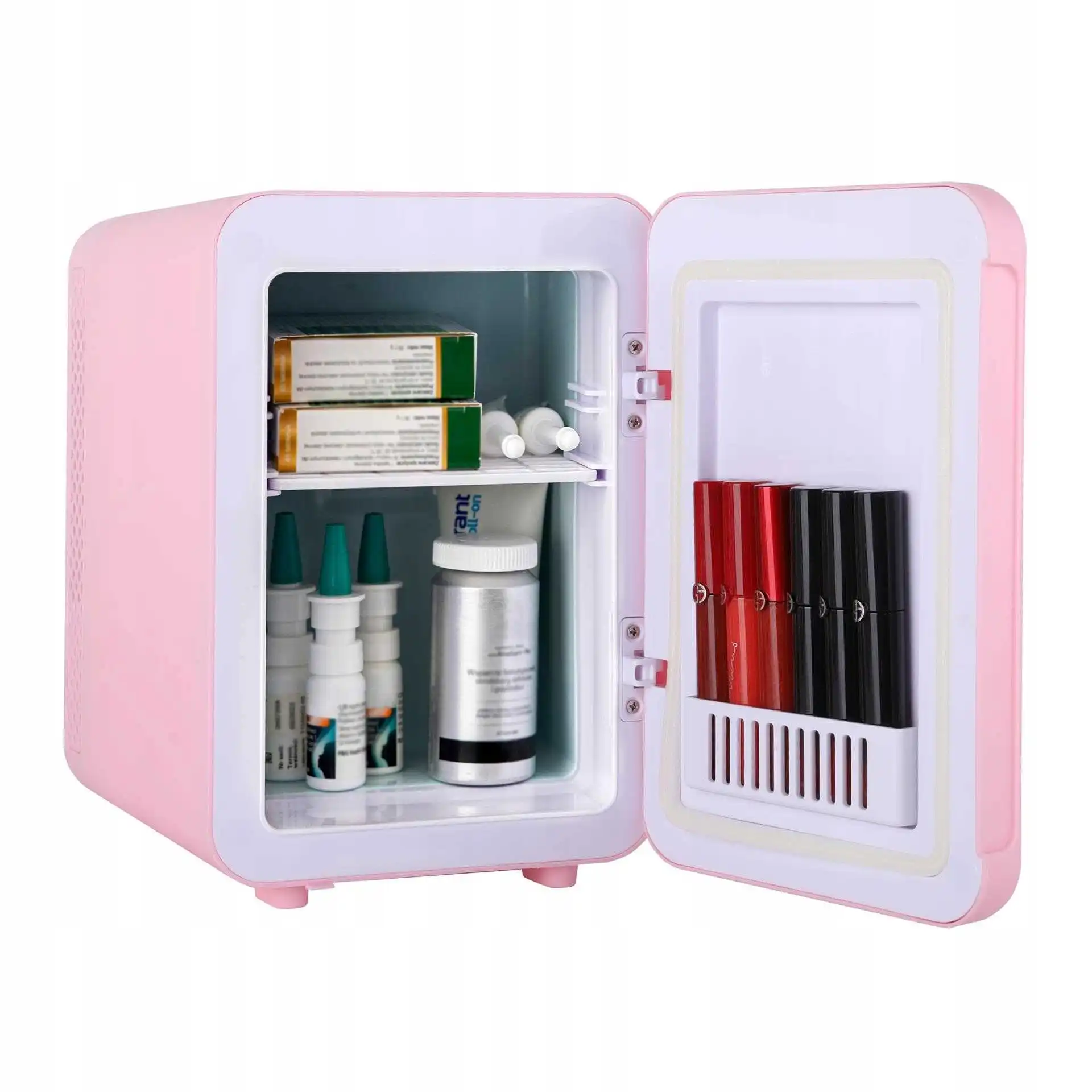 Tragbarer Mini-Kühlschrank 4L, Rosa, Kühlung und Heizung, AC/DC, Stil und Funktionalität für Zuhause und Reisen